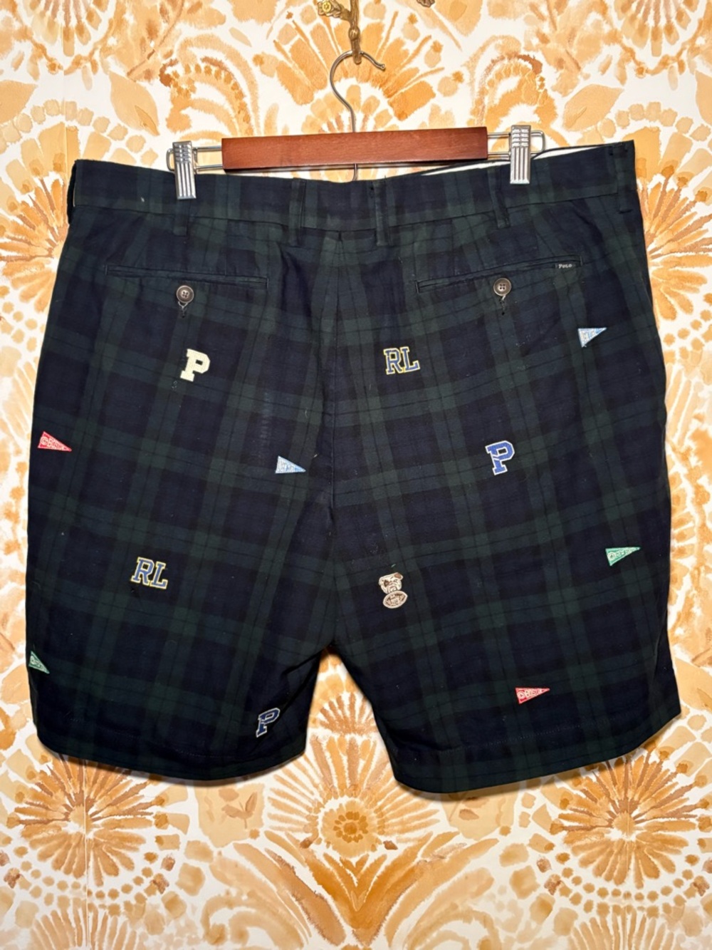 Ralph Lauren Plaid Shorts | Navy Green Prep | Golf/Resort Summer | Size 38 - Picture 5 of 7